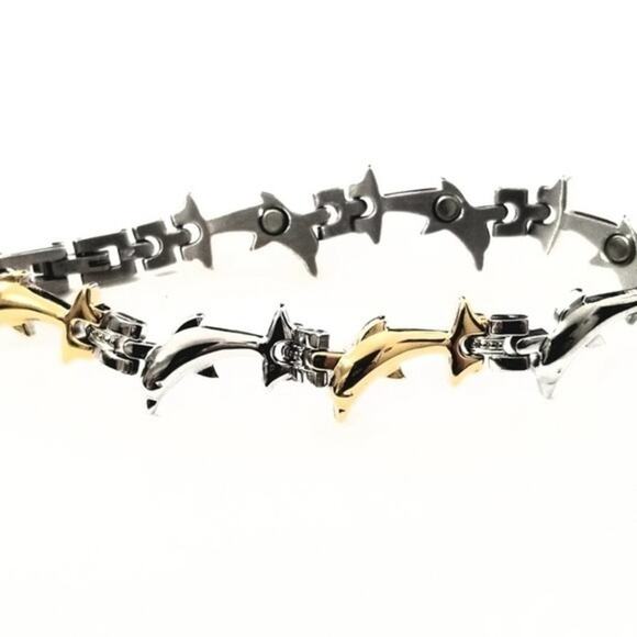 New stainless steel dolphin magnetic bracelet 7.5" - Picture 1 of 7